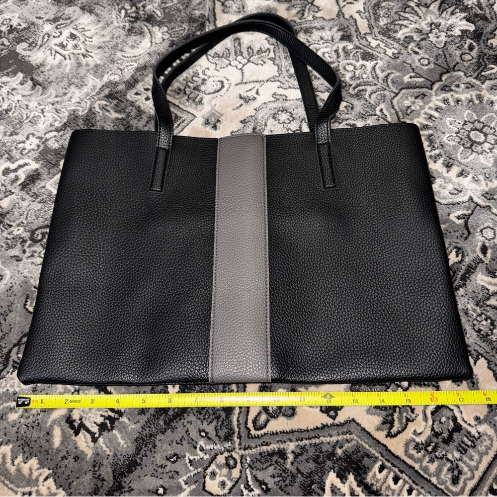 Vince Camuto Pebbled Vegan Leather Grey and Black Luxury Tote - Picture 3 of 13
